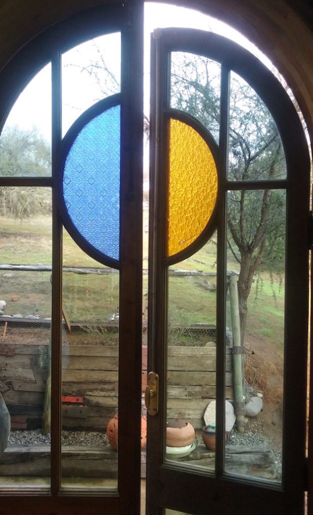 Recycled Stained Glass Door